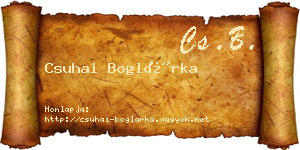 Csuhai Boglárka névjegykártya