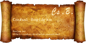 Csuhai Boglárka névjegykártya